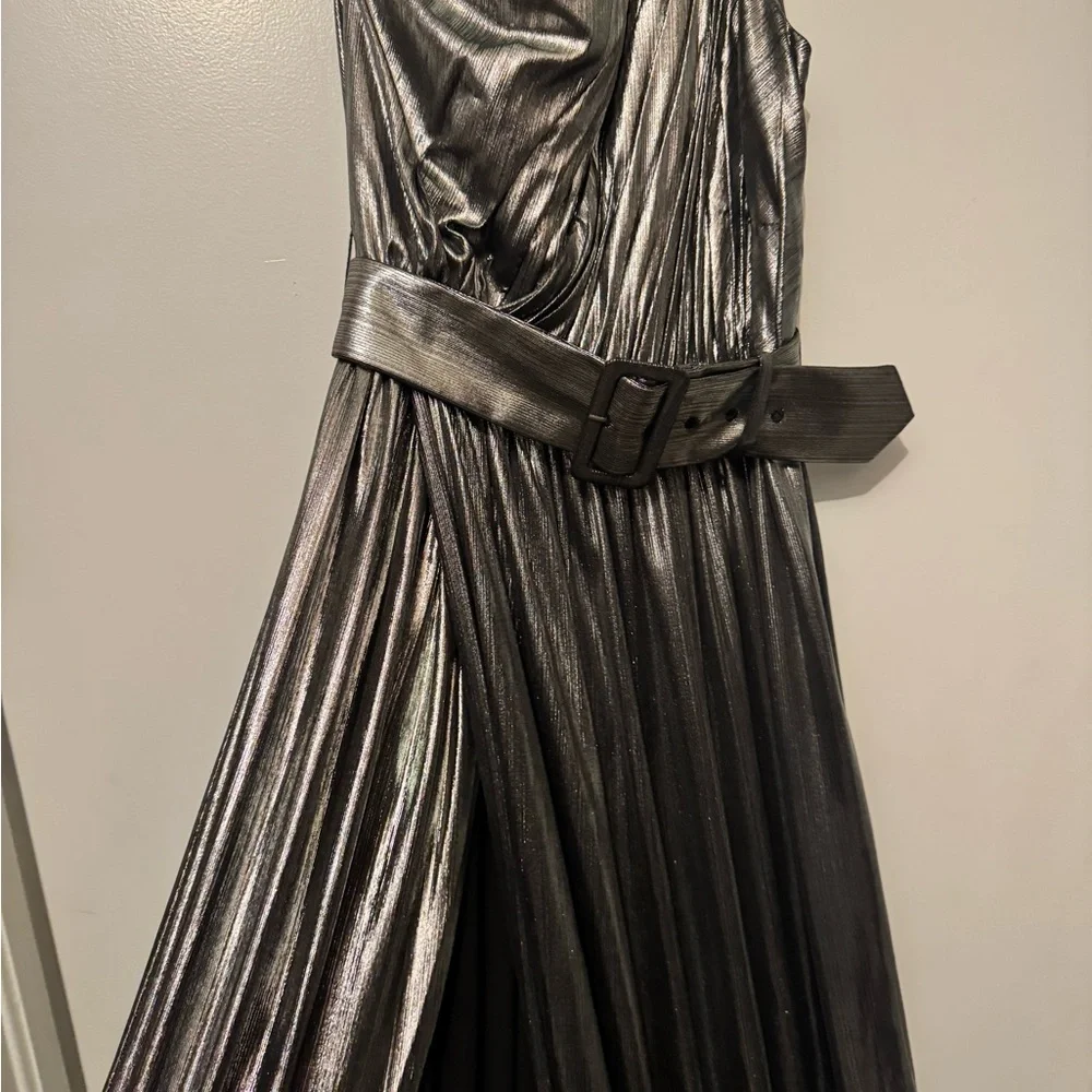 Retrofete Silver One-Shoulder Metallic Maxi Dress - Picture 4 of 5